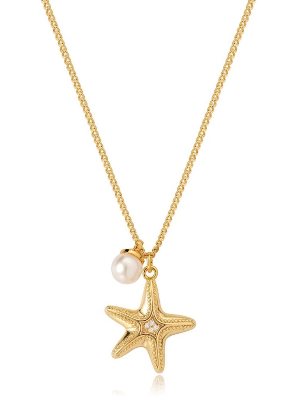 Gold Starfish Necklace - 14K Gold Plated Ocean Shell Pendant for Beach Lovers
